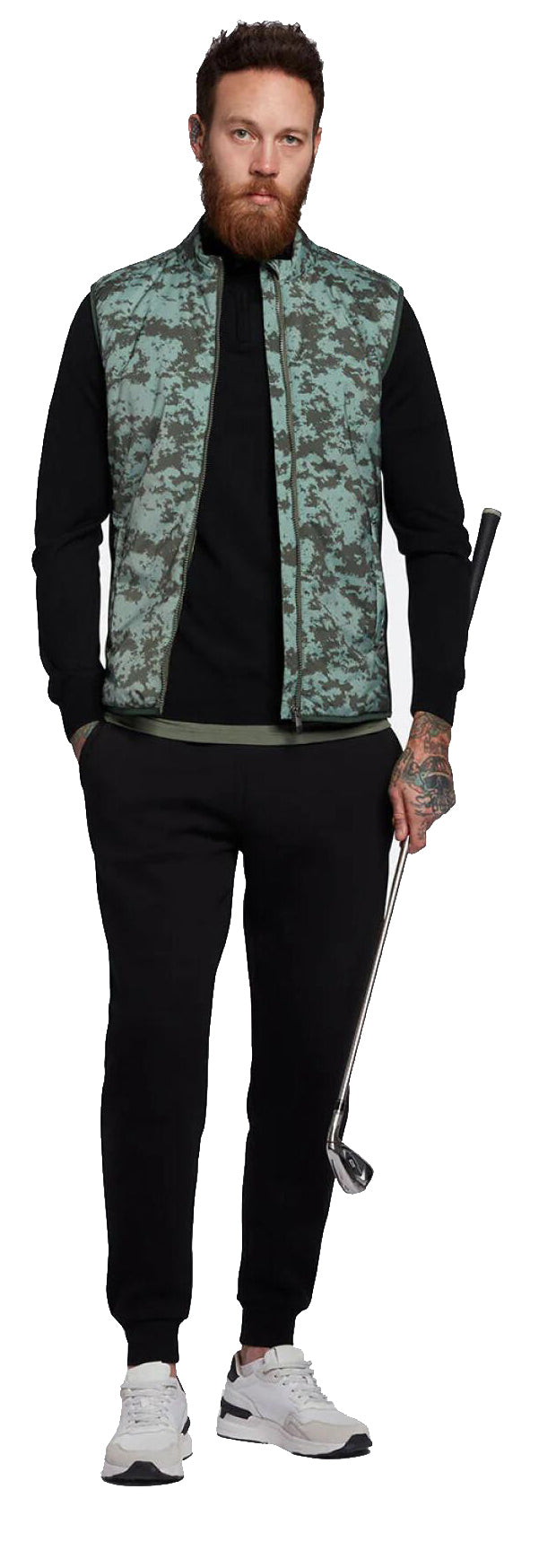 Lyle & Scott Golf Seafoam Print Primaloft Gilet - Cactus Green