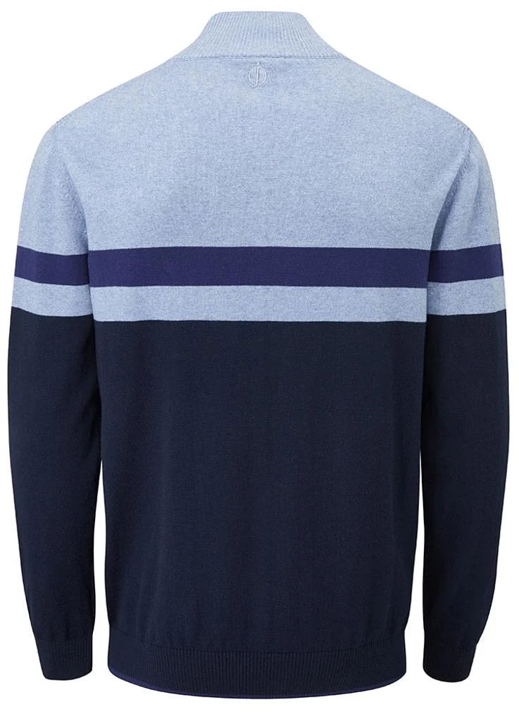 Oscar Jacobson Windsor Pin Cotton 1/4 Zip Pullover - Navy / Blue