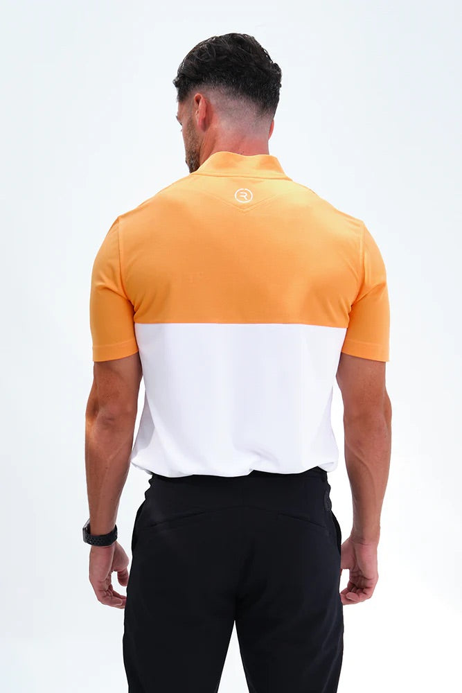 Reflo Tobol 1/4 Zip Blade Neck Golf Polo Shirt - Tangerine / White