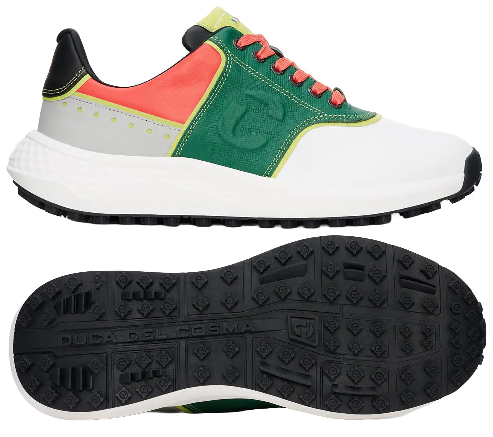 Duca Del Cosma Positano Elite Spikeless Golf Shoes - SAMPLE - White / Green