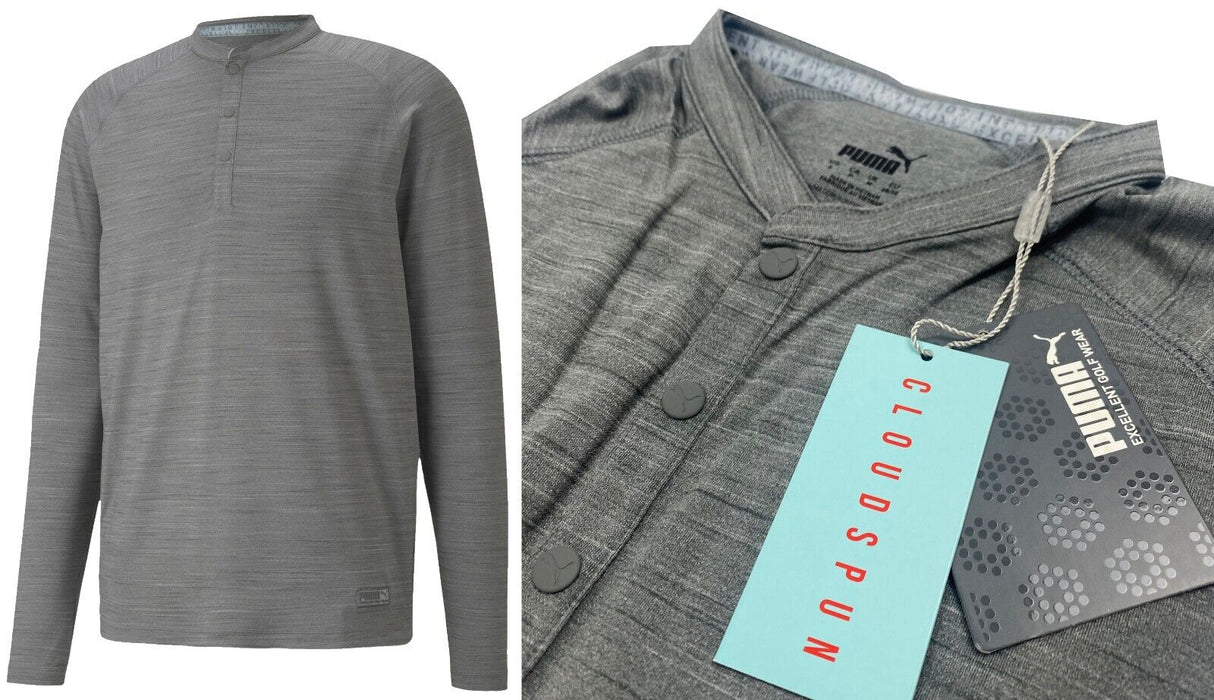 Puma Cloud Spun Long Sleeve Henley Blade Collar Golf Polo Shirt