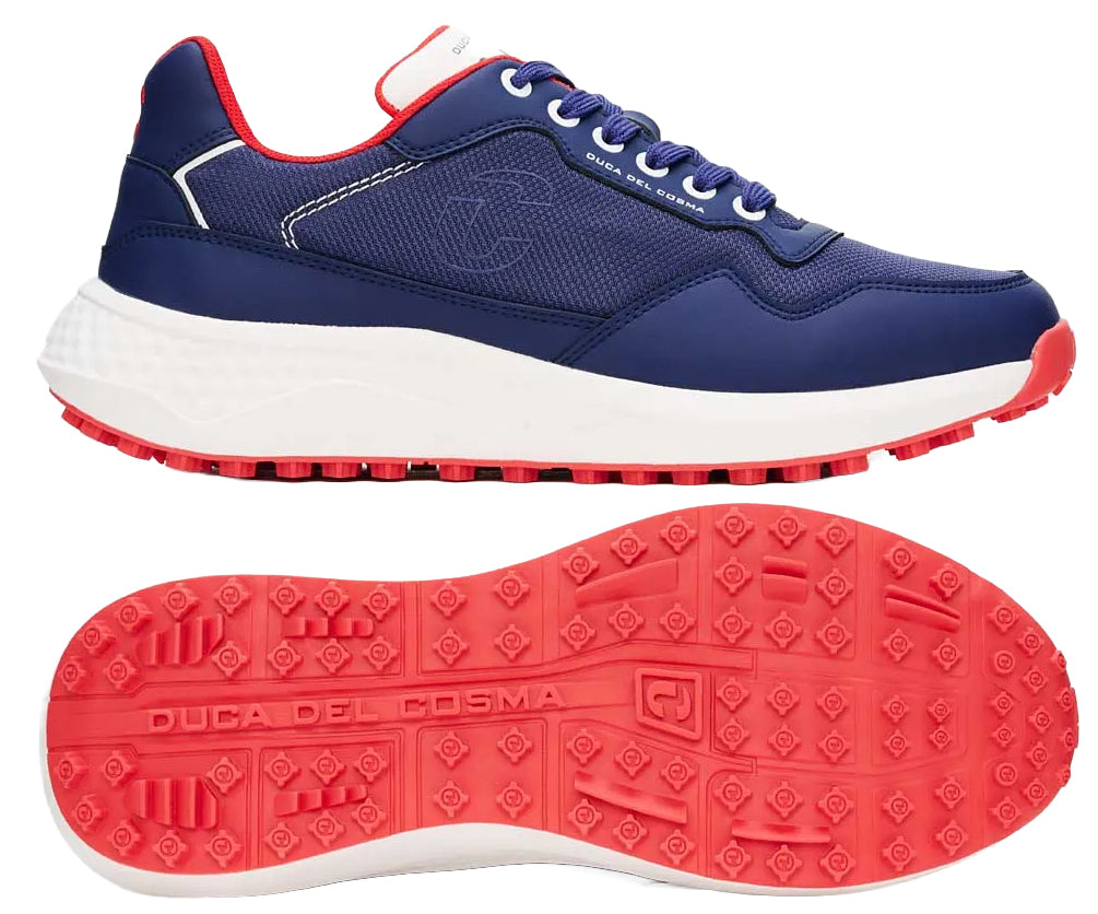 Duca Del Cosma Genova Spikeless Golf Shoes - SAMPLE - Navy / Red