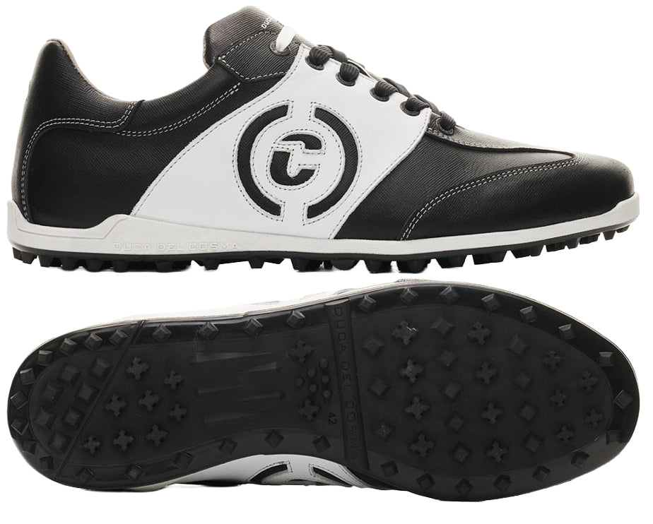 Duca Del Cosma Valderama Premium Spikeless Golf Shoes - Black / White - Handmade in 🇵🇹