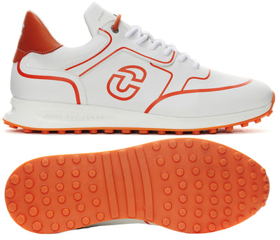 Duca Del Cosma JL3 Flyer Premium Spikeless Golf Shoes - White / Orange - Handmade in 🇵🇹