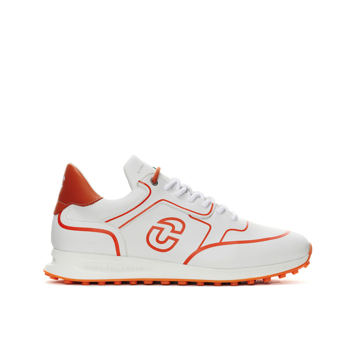 Duca Del Cosma JL3 Flyer Premium Spikeless Golf Shoes - White / Orange - Handmade in 🇵🇹