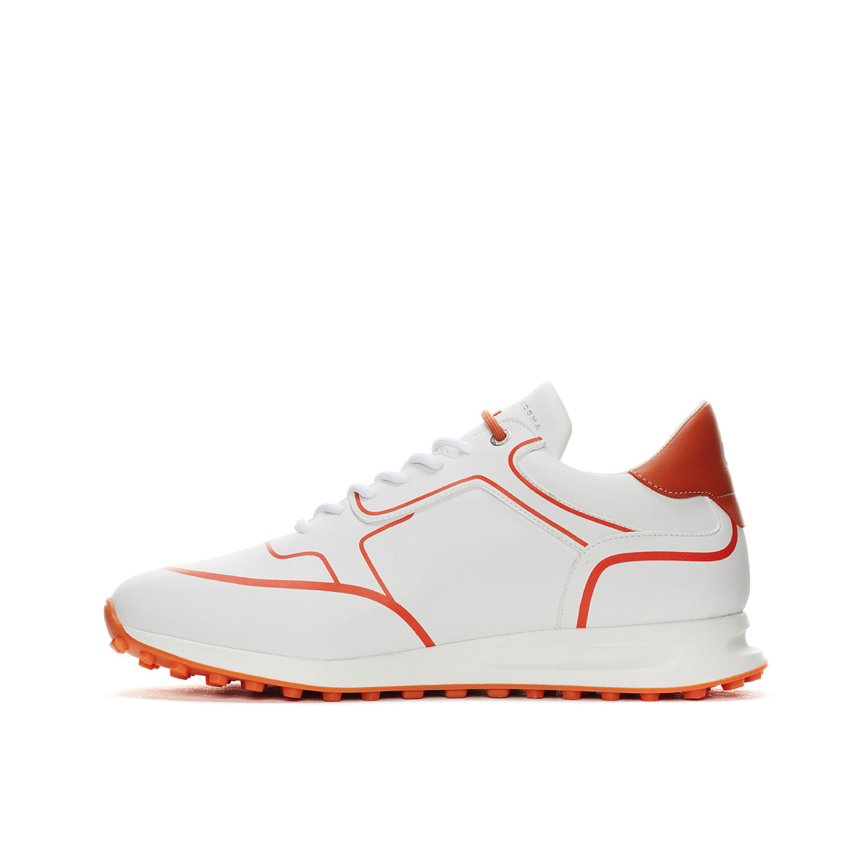 Duca Del Cosma JL3 Flyer Premium Spikeless Golf Shoes - White / Orange - Handmade in 🇵🇹