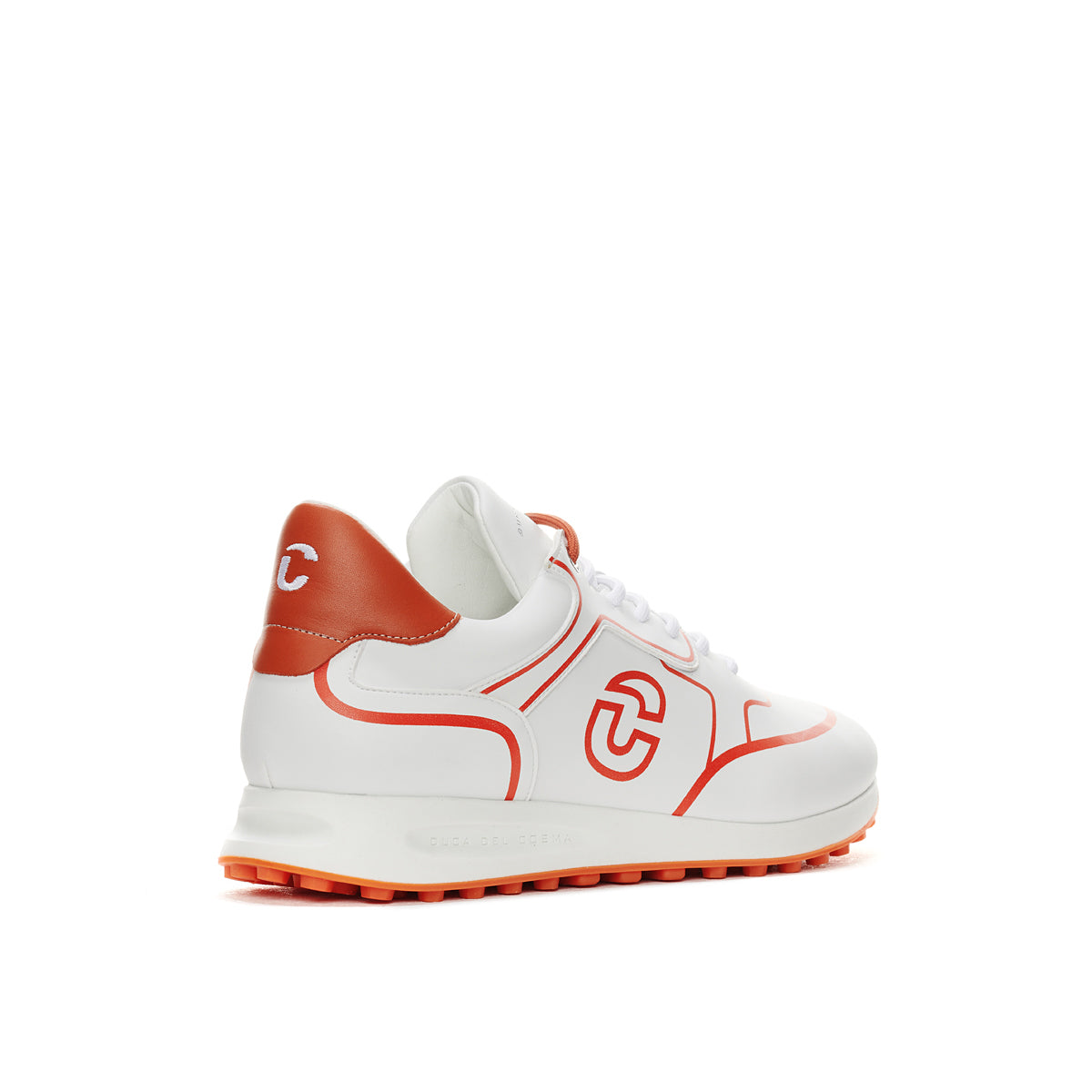 Duca Del Cosma JL3 Flyer Premium Spikeless Golf Shoes - White / Orange - Handmade in 🇵🇹