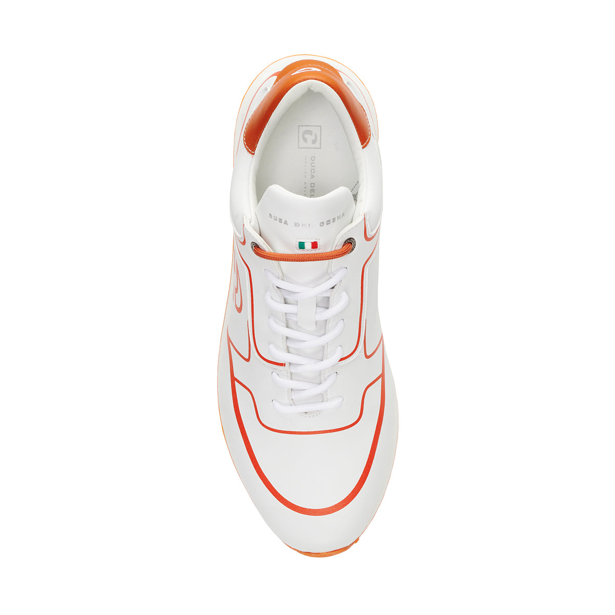 Duca Del Cosma JL3 Flyer Premium Spikeless Golf Shoes - White / Orange - Handmade in 🇵🇹