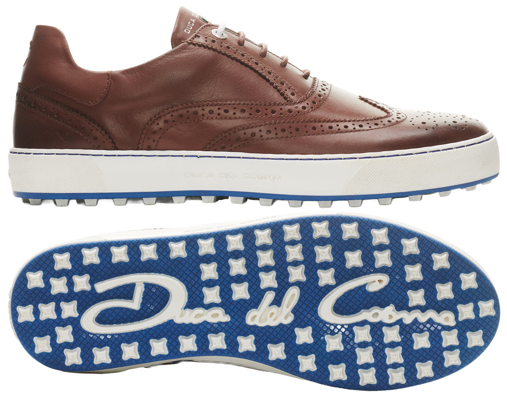 Duca Del Cosma Regent Premium Spikeless Golf Shoes - Cognac - Handmade in 🇵🇹