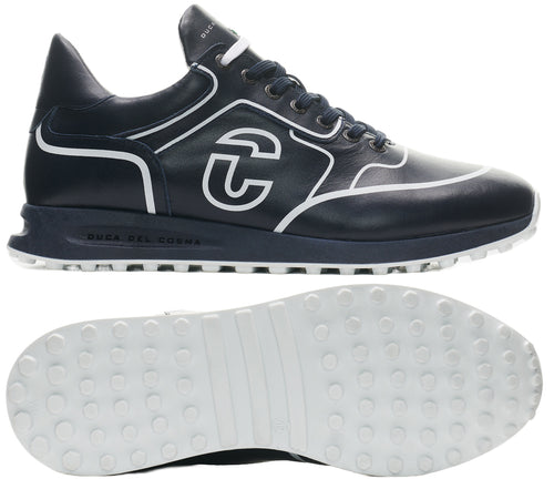 Duca Del Cosma Flyer Premium Spikeless Golf Shoes - Navy / White - Handmade in 🇵🇹