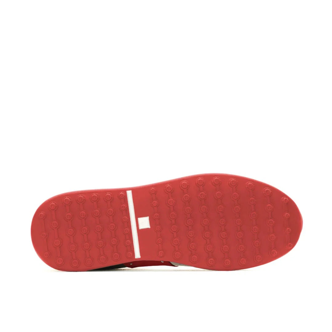 Duca Del Cosma Belair Premium Spikeless Golf Shoes - White / Red - Handmade in 🇵🇹
