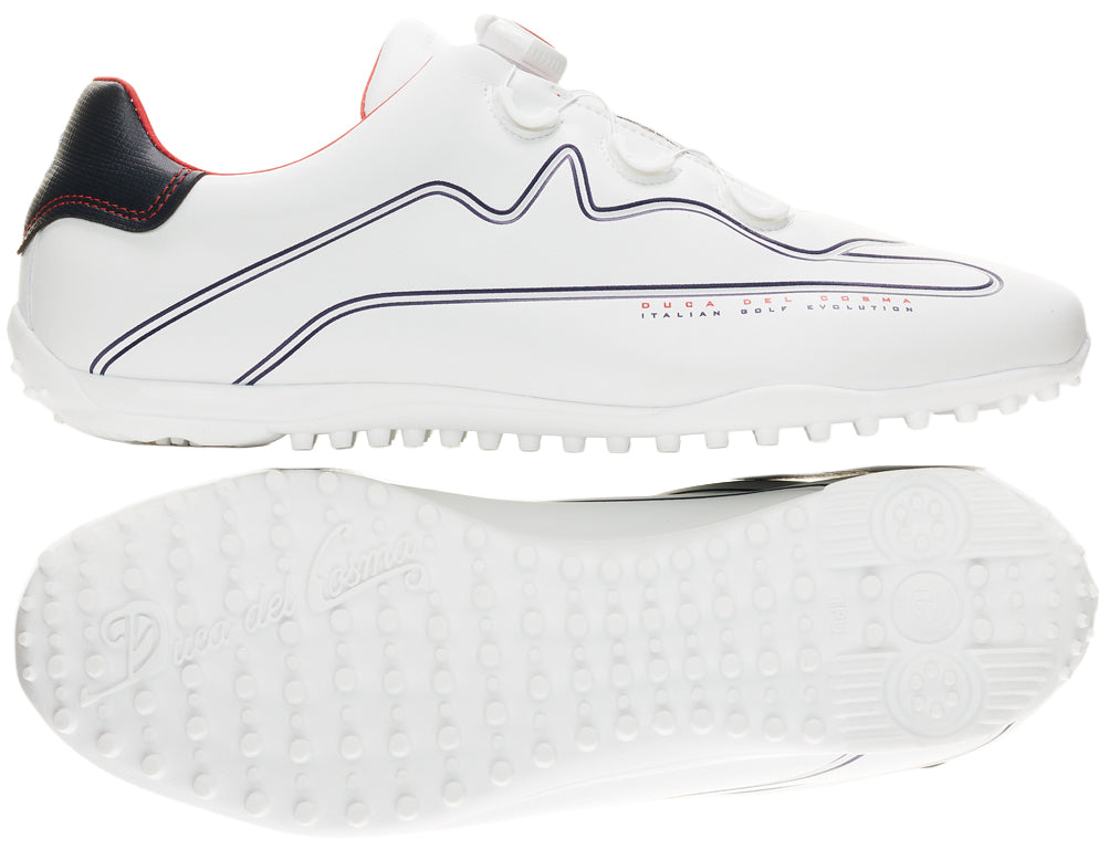 Duca Del Cosma Navarino BOA Premium Spikeless Golf Shoes - White - Handmade in 🇵🇹