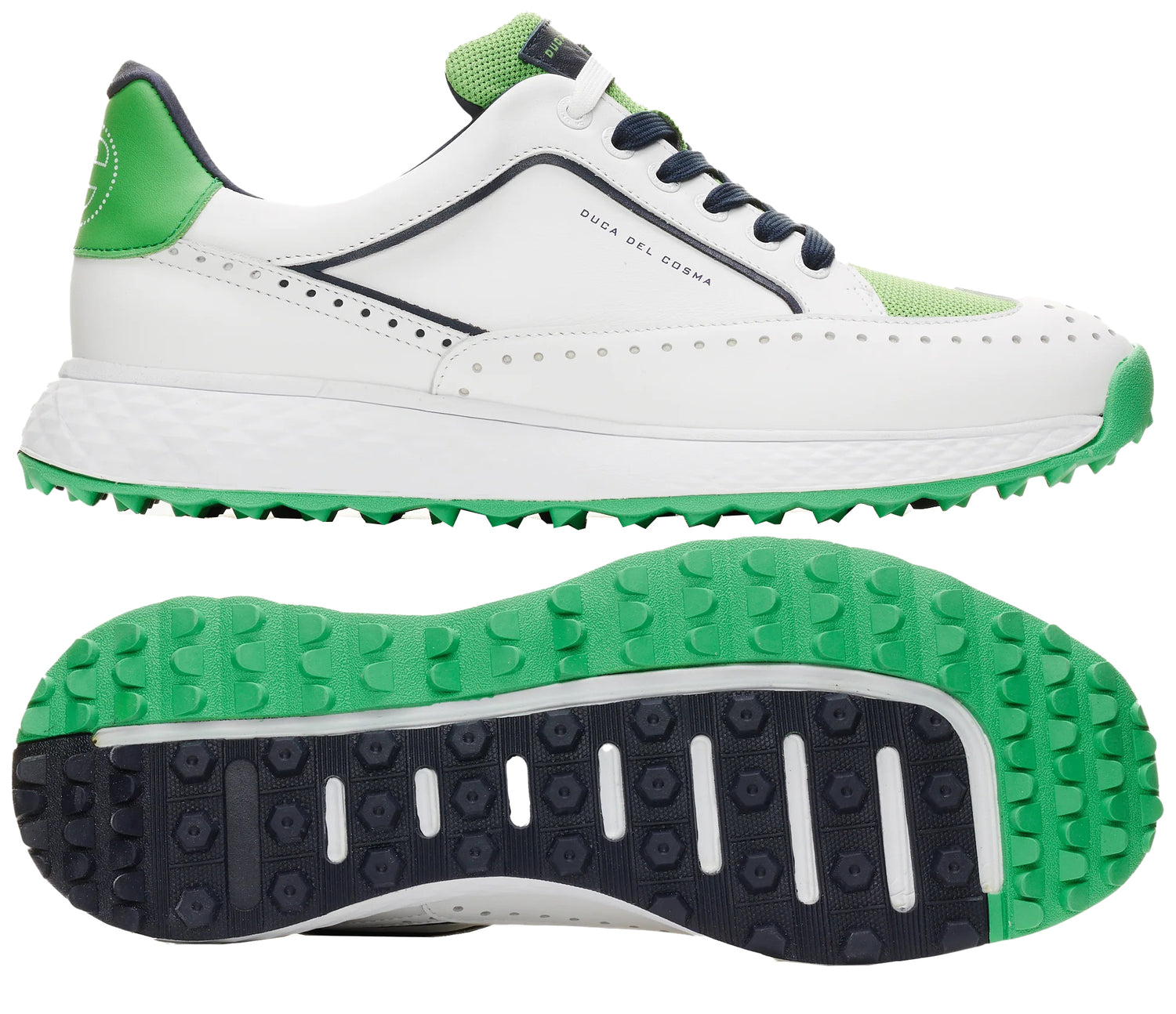 Duca Del Cosma Girona Premium Spikeless Golf Shoes - White / Green - Handmade in 🇵🇹