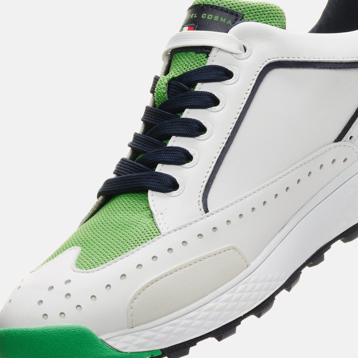 Duca Del Cosma Girona Premium Spikeless Golf Shoes - White / Green - Handmade in 🇵🇹
