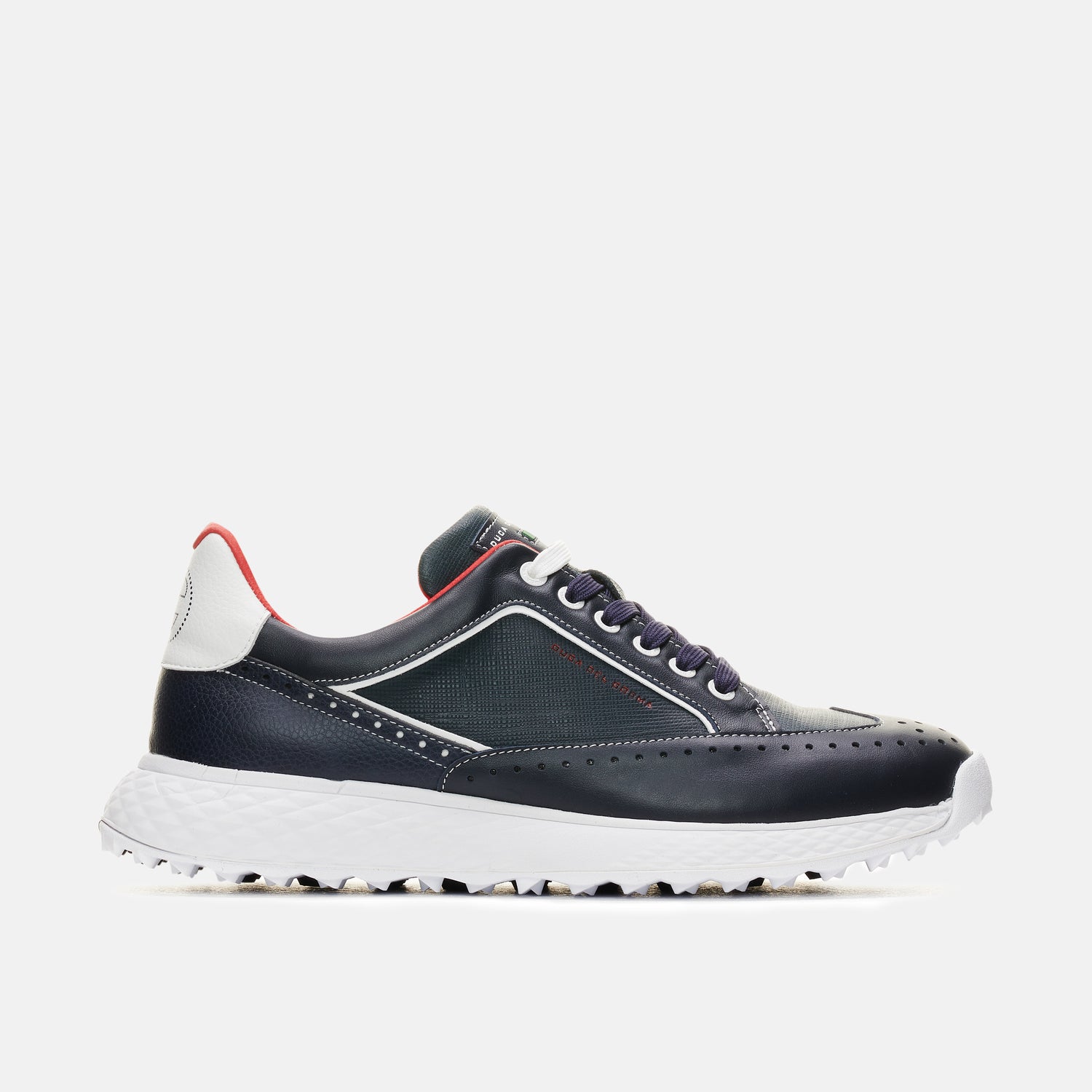 Duca Del Cosma Girona Premium Spikeless Golf Shoes - Navy / Red - Handmade in 🇵🇹