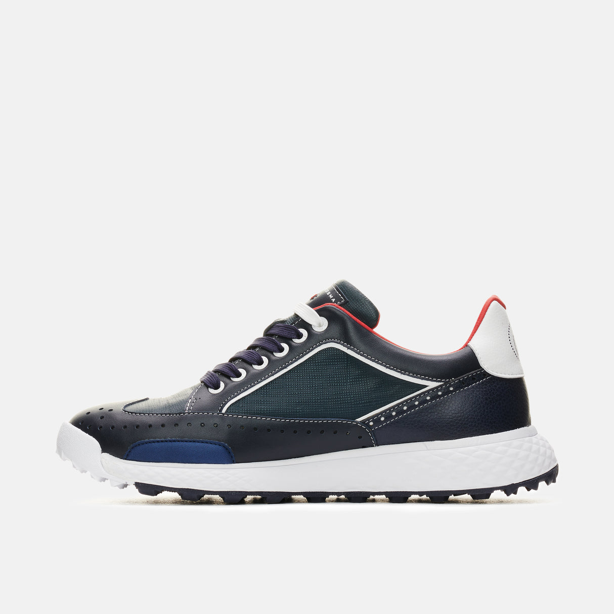 Duca Del Cosma Girona Premium Spikeless Golf Shoes - Navy / Red - Handmade in 🇵🇹
