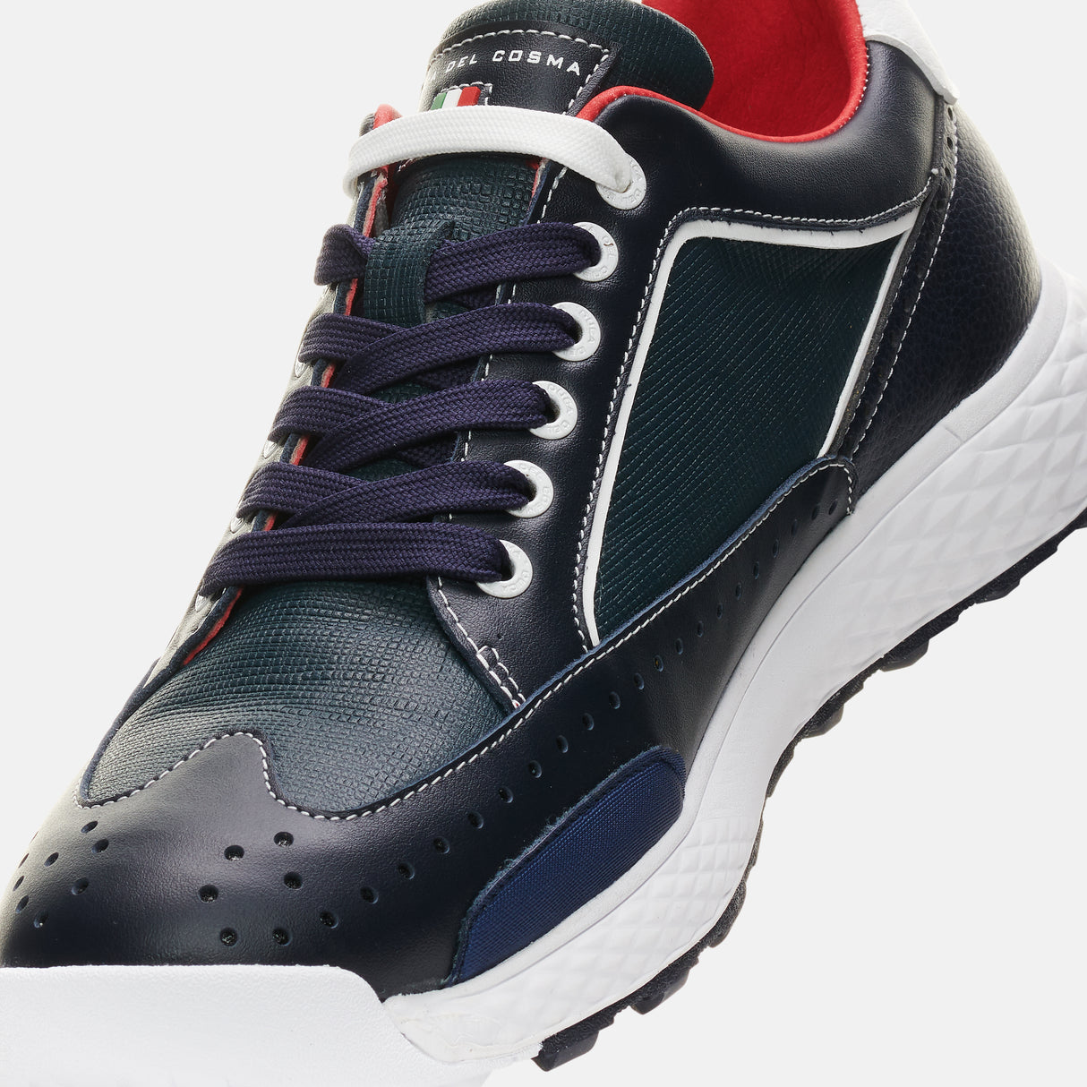 Duca Del Cosma Girona Premium Spikeless Golf Shoes - Navy / Red - Handmade in 🇵🇹