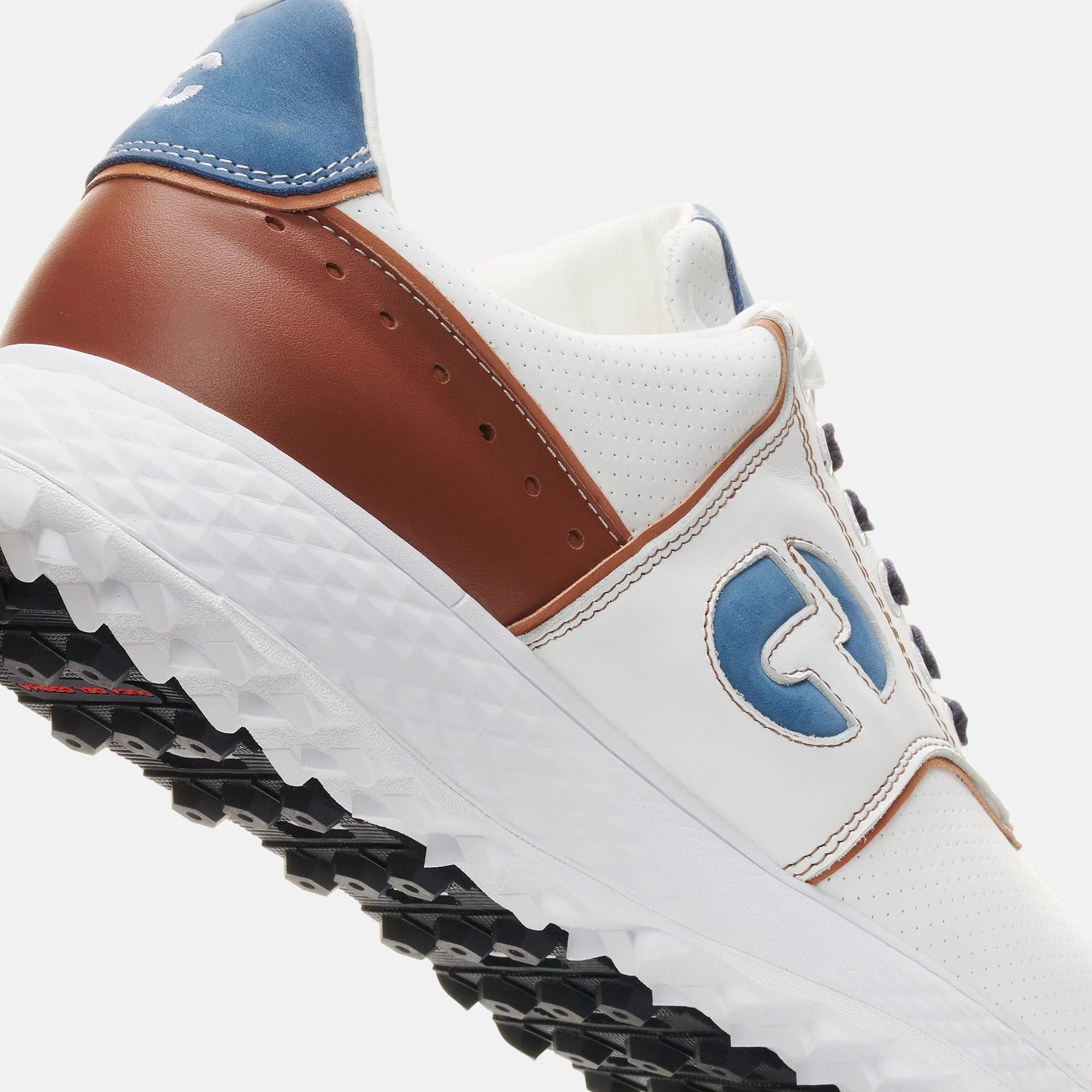 Duca Del Cosma Positano Premium Spikeless Golf Shoes - White / Cognac / Jeans - Handmade in 🇵🇹