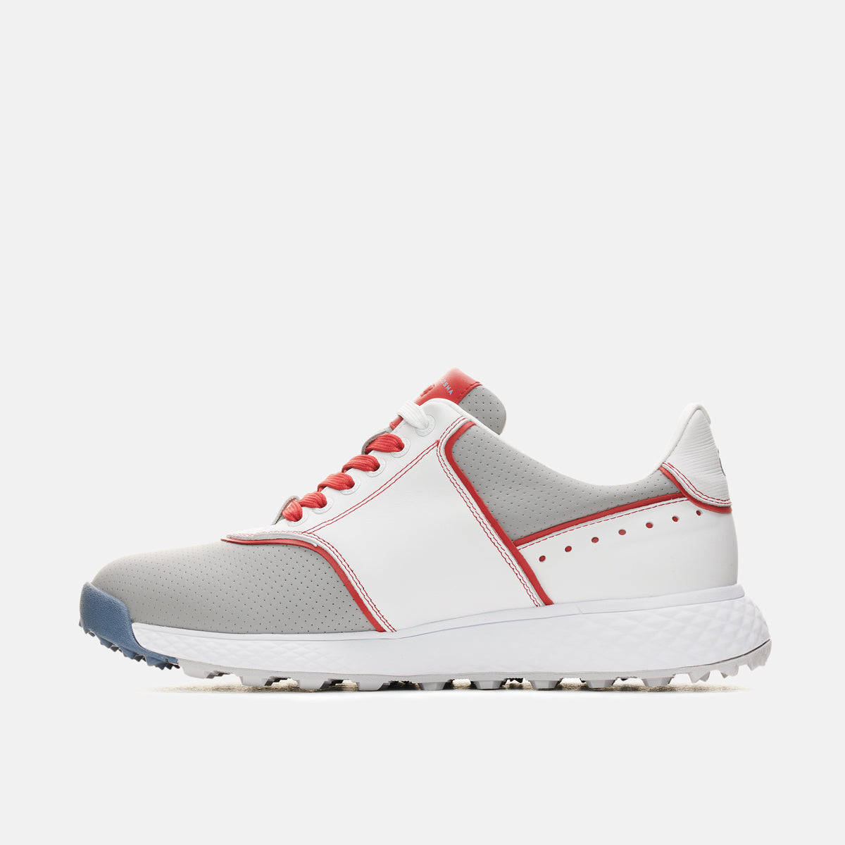 Duca Del Cosma Positano Premium Spikeless Golf Shoes - Grey / White / Red - Handmade in 🇵🇹