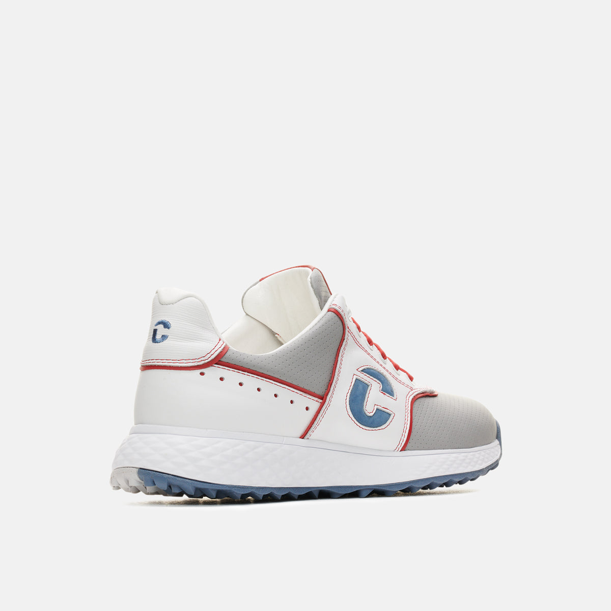 Duca Del Cosma Positano Premium Spikeless Golf Shoes - Grey / White / Red - Handmade in 🇵🇹