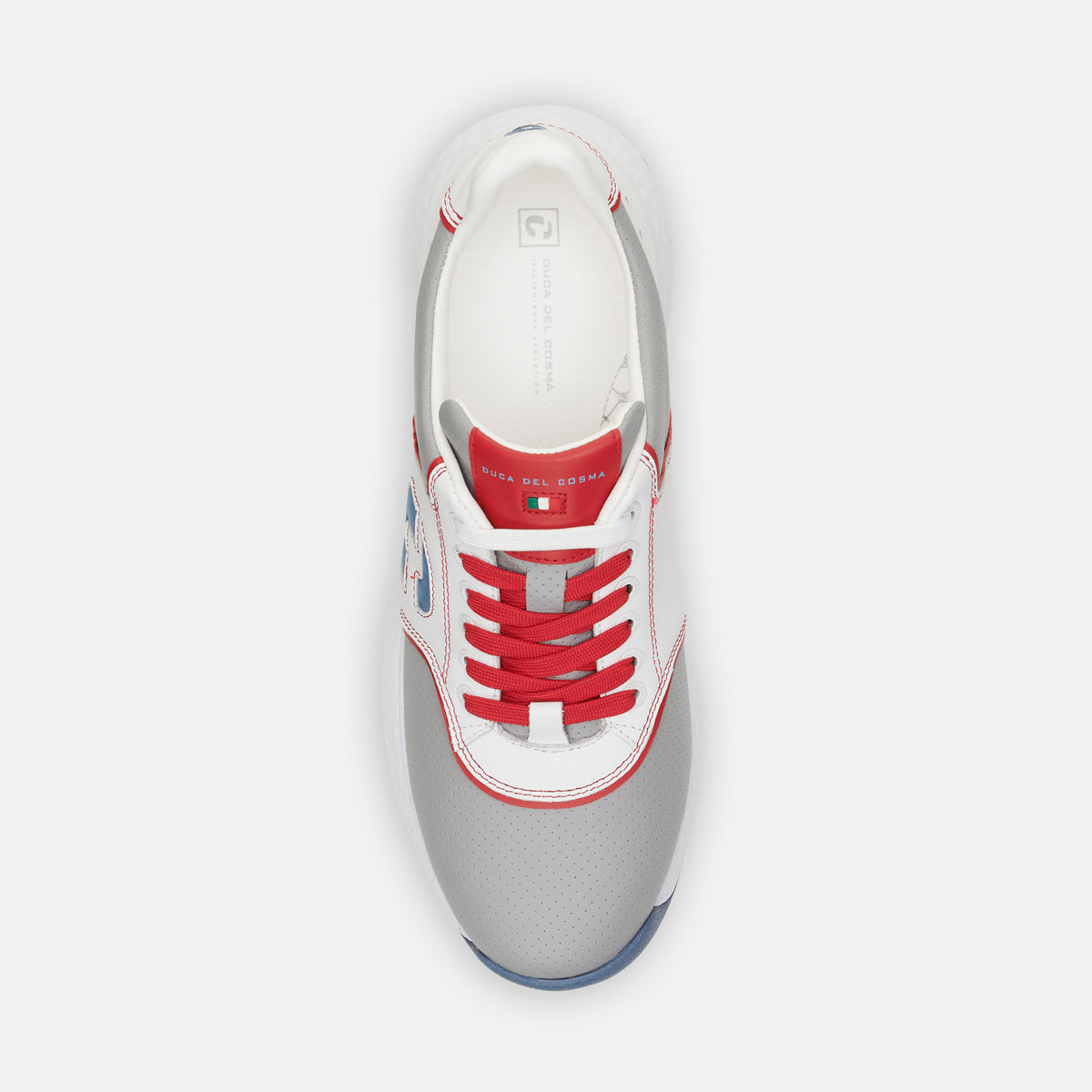 Duca Del Cosma Positano Premium Spikeless Golf Shoes - Grey / White / Red - Handmade in 🇵🇹
