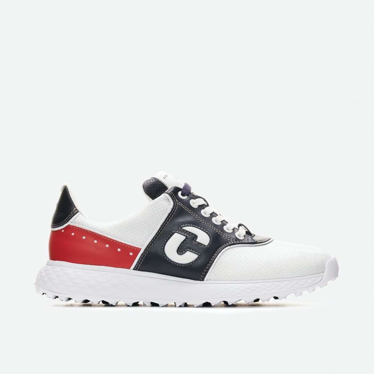 Duca Del Cosma Positano Premium Spikeless Golf Shoes - White / Navy / Red - Handmade in 🇵🇹
