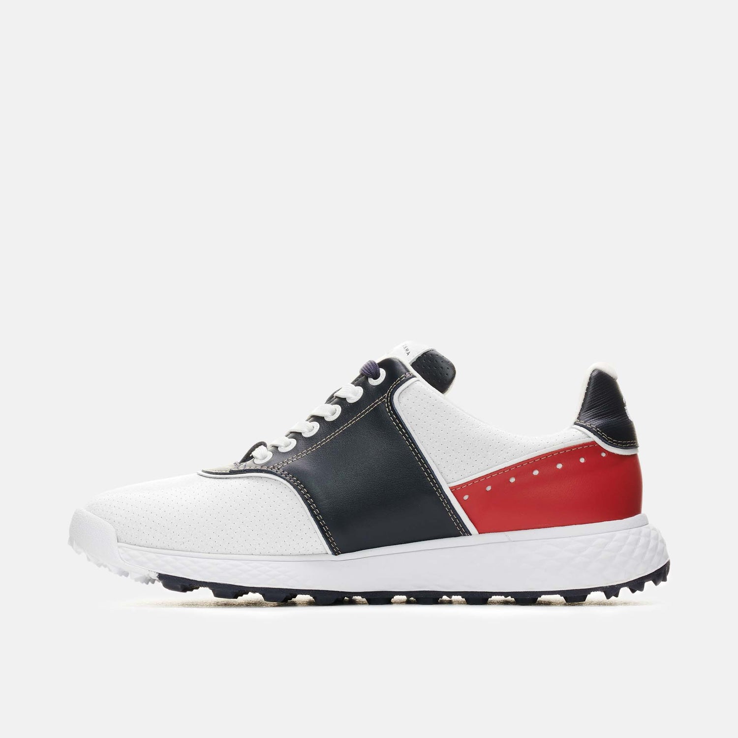 Duca Del Cosma Positano Premium Spikeless Golf Shoes - White / Navy / Red - Handmade in 🇵🇹