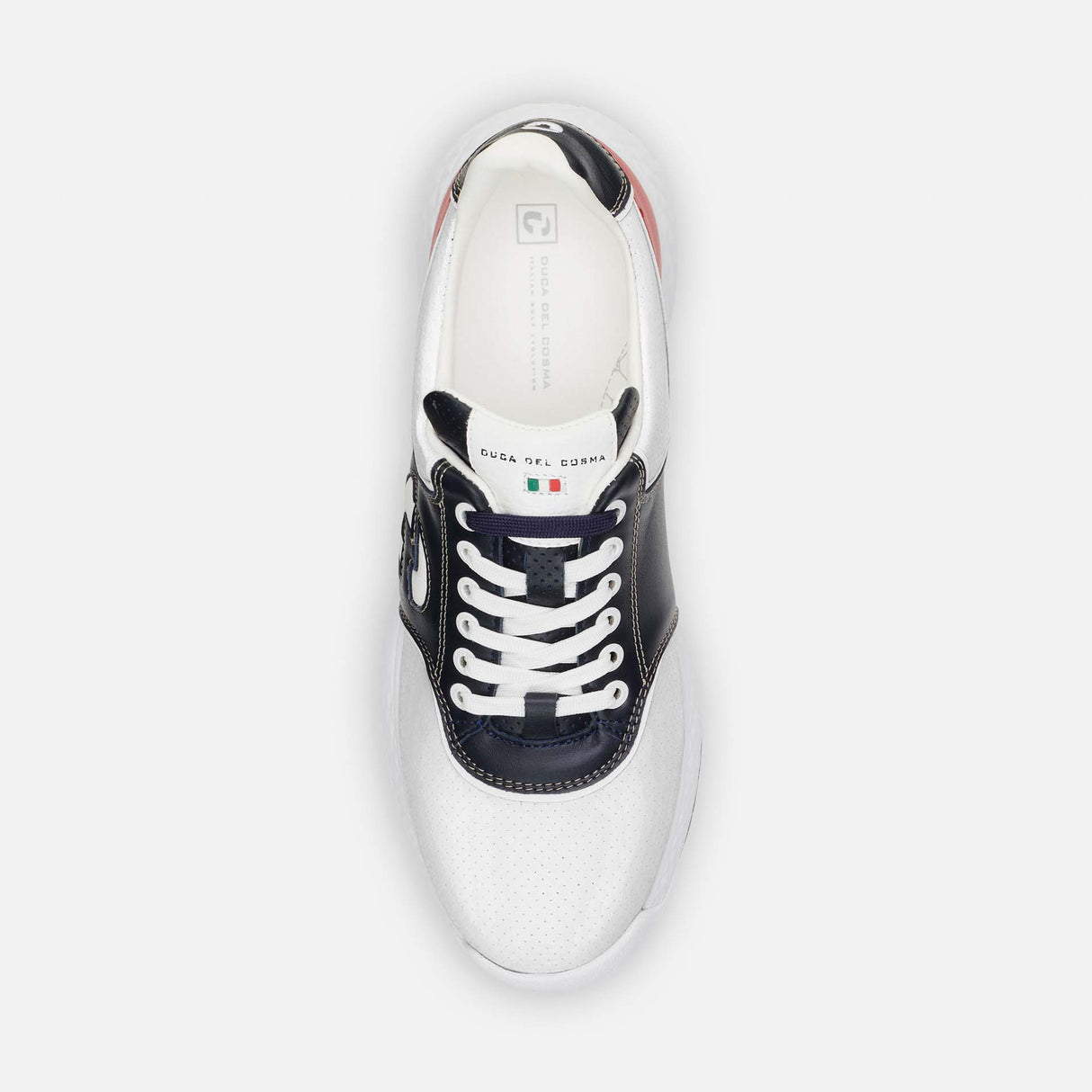 Duca Del Cosma Positano Premium Spikeless Golf Shoes - White / Navy / Red - Handmade in 🇵🇹
