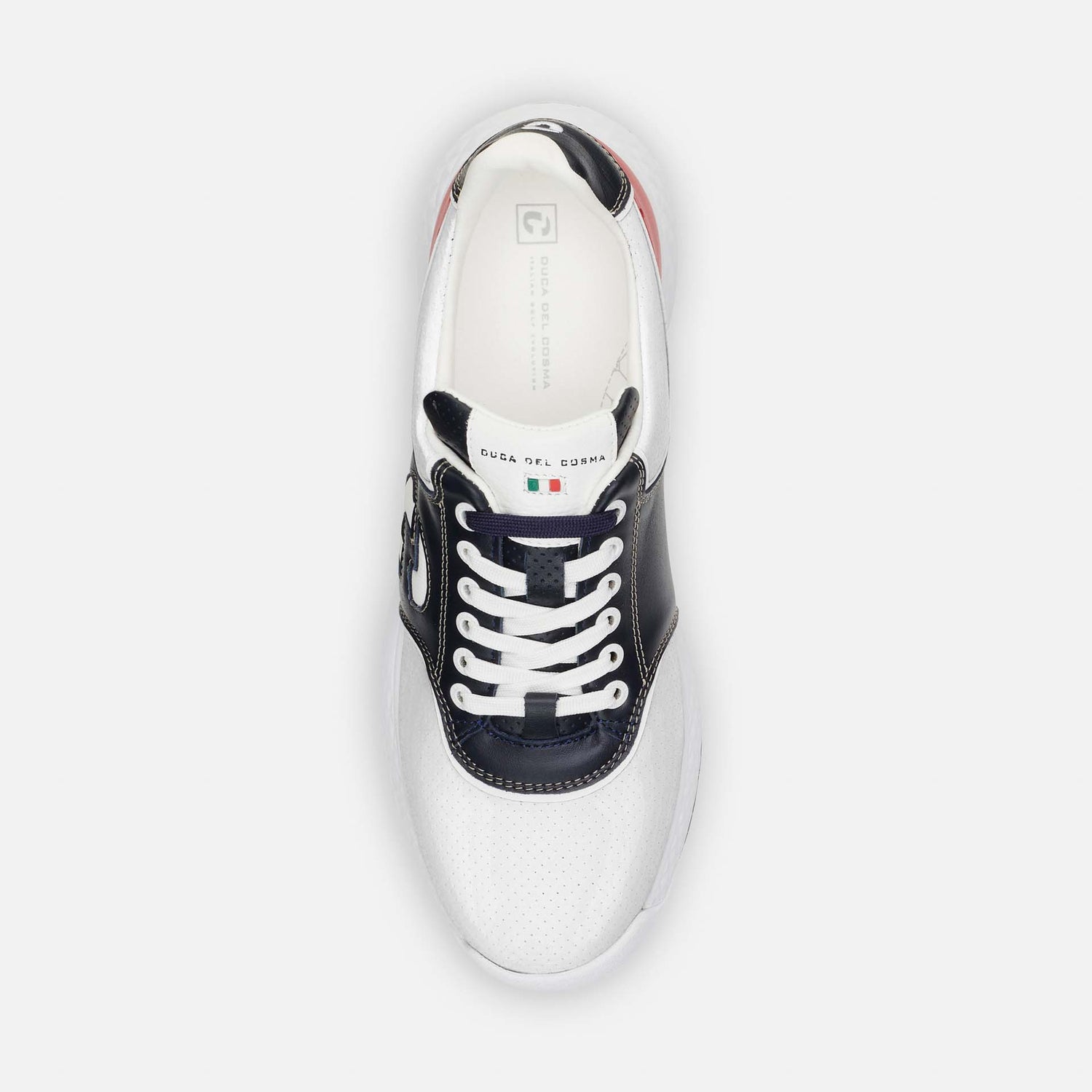 Duca Del Cosma Positano Premium Spikeless Golf Shoes - White / Navy / Red - Handmade in 🇵🇹