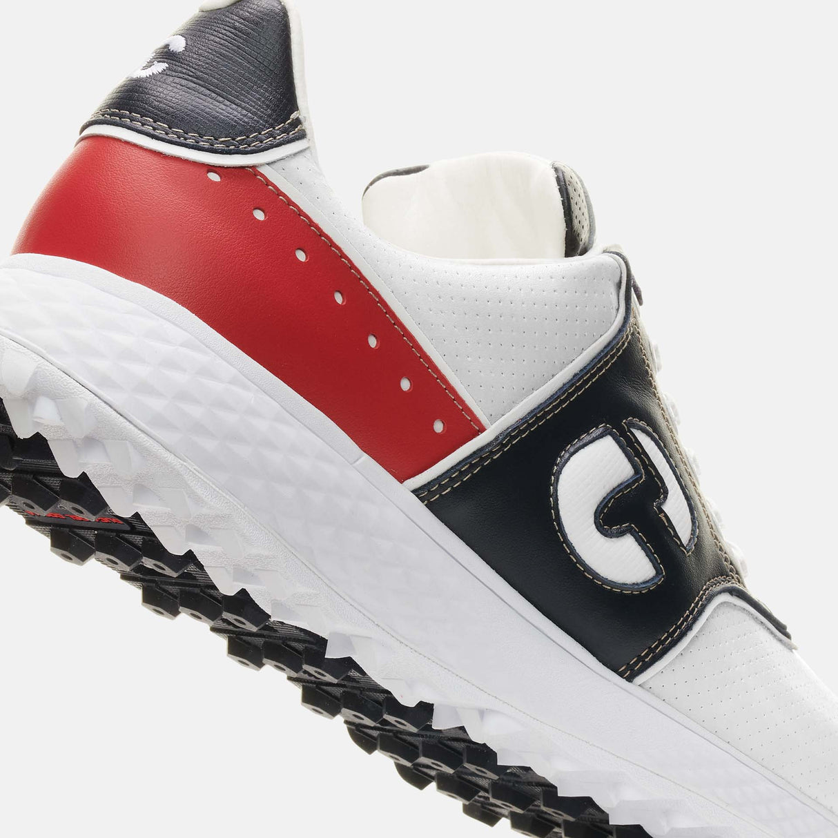 Duca Del Cosma Positano Premium Spikeless Golf Shoes - White / Navy / Red - Handmade in 🇵🇹