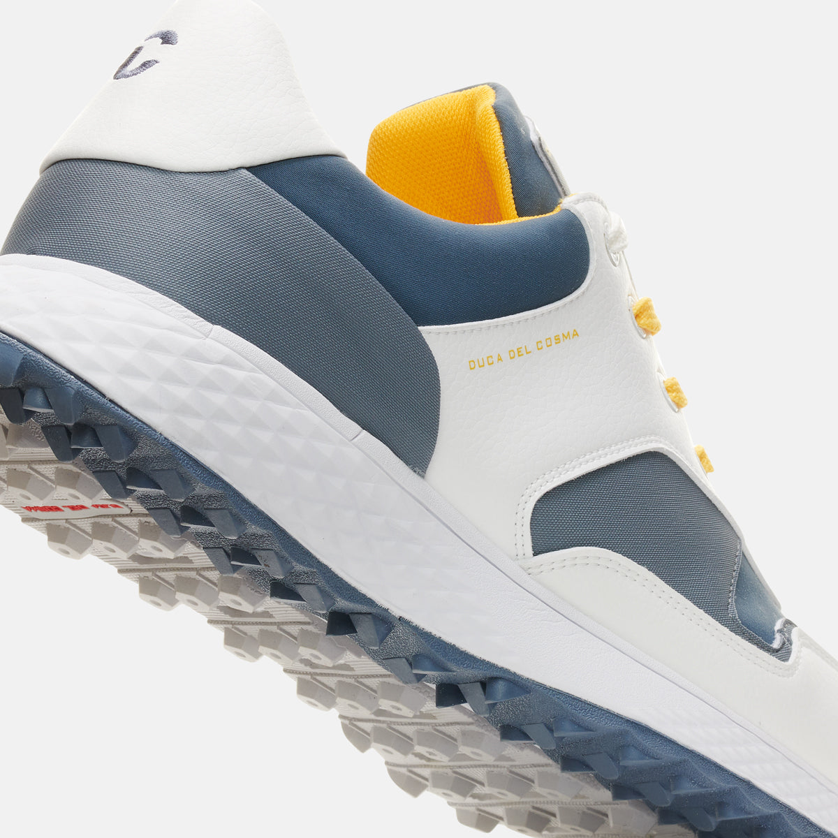 Duca Del Cosma Pagani Premium Spikeless Golf Shoes - White / Grey / Yellow - Handmade in 🇵🇹