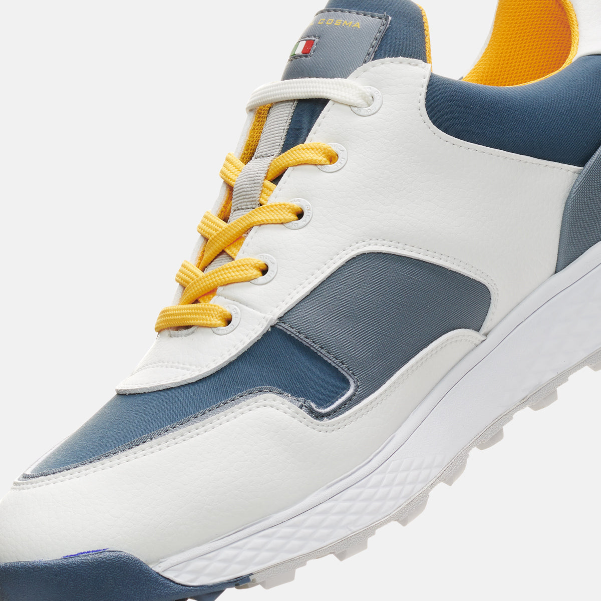 Duca Del Cosma Pagani Premium Spikeless Golf Shoes - White / Grey / Yellow - Handmade in 🇵🇹