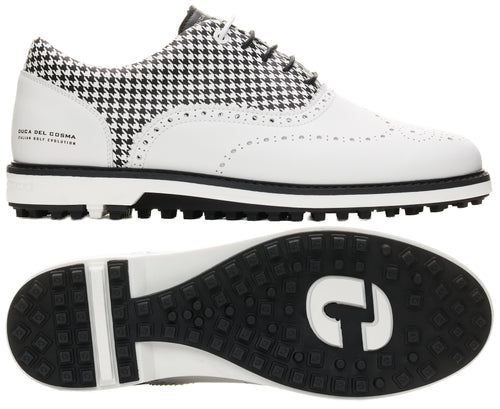 Duca Del Cosma Dandy Premium Spikeless Golf Shoes - White / Black - Handmade in 🇵🇹
