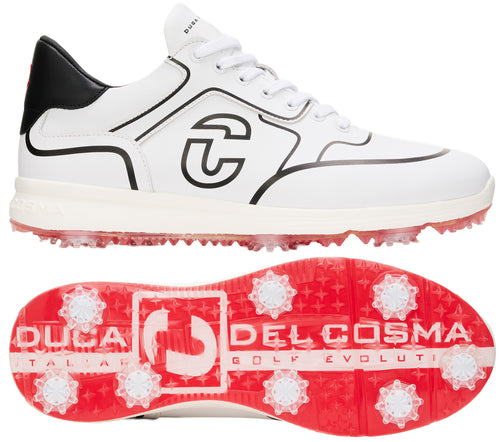 Duca Del Cosma Orlando Pro Spiked Golf Shoes - SAMPLE - White / Black