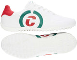 Duca Del Cosma Kingscup Premium Spikeless Golf Shoes - White /Green / Red - Handmade in 🇵🇹