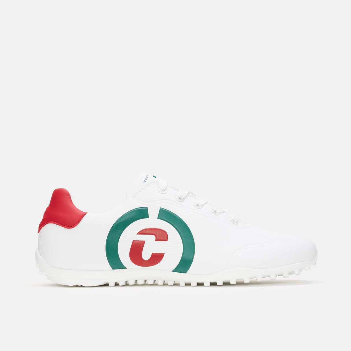 Duca Del Cosma Kingscup Premium Spikeless Golf Shoes - White /Green / Red - Handmade in 🇵🇹