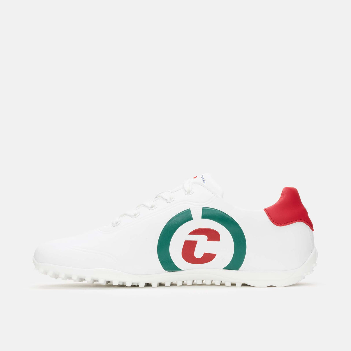Duca Del Cosma Kingscup Premium Spikeless Golf Shoes - White /Green / Red - Handmade in 🇵🇹