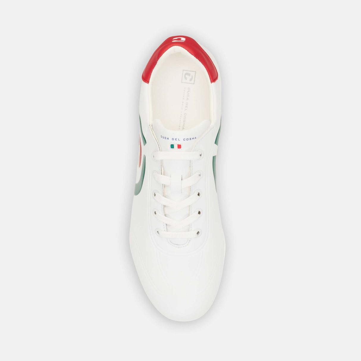 Duca Del Cosma Kingscup Premium Spikeless Golf Shoes - White /Green / Red - Handmade in 🇵🇹
