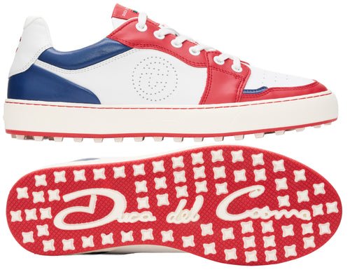 Duca Del Cosma Giordano Premium Spikeless Golf Shoes - White / Red / Navy - Handmade in 🇵🇹