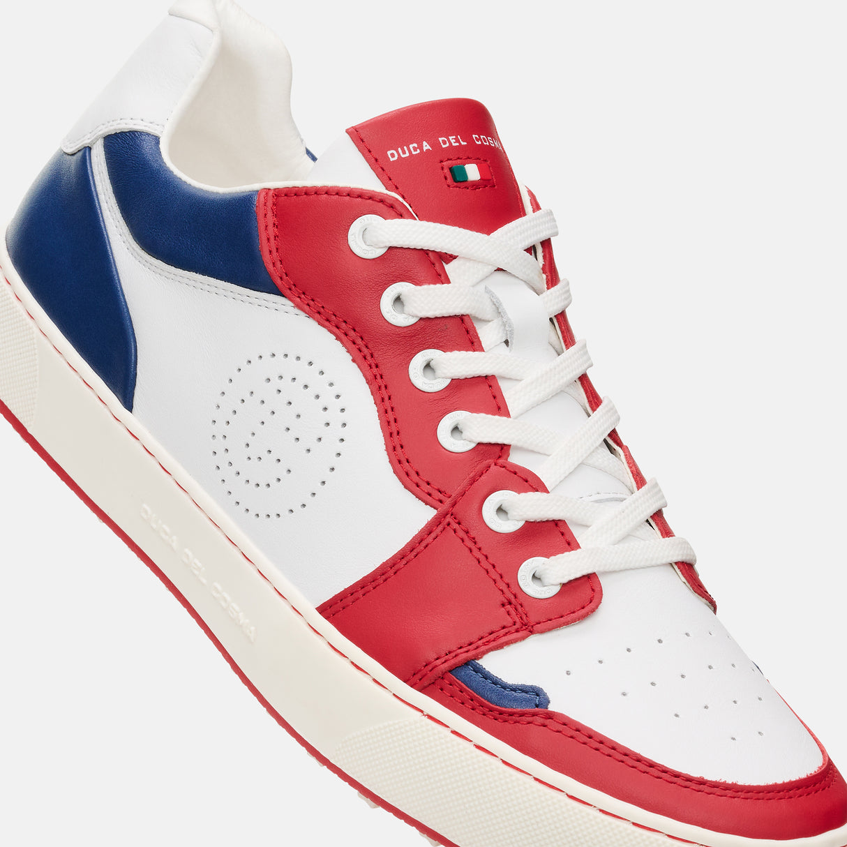 Duca Del Cosma Giordano Premium Spikeless Golf Shoes - White / Red / Navy - Handmade in 🇵🇹