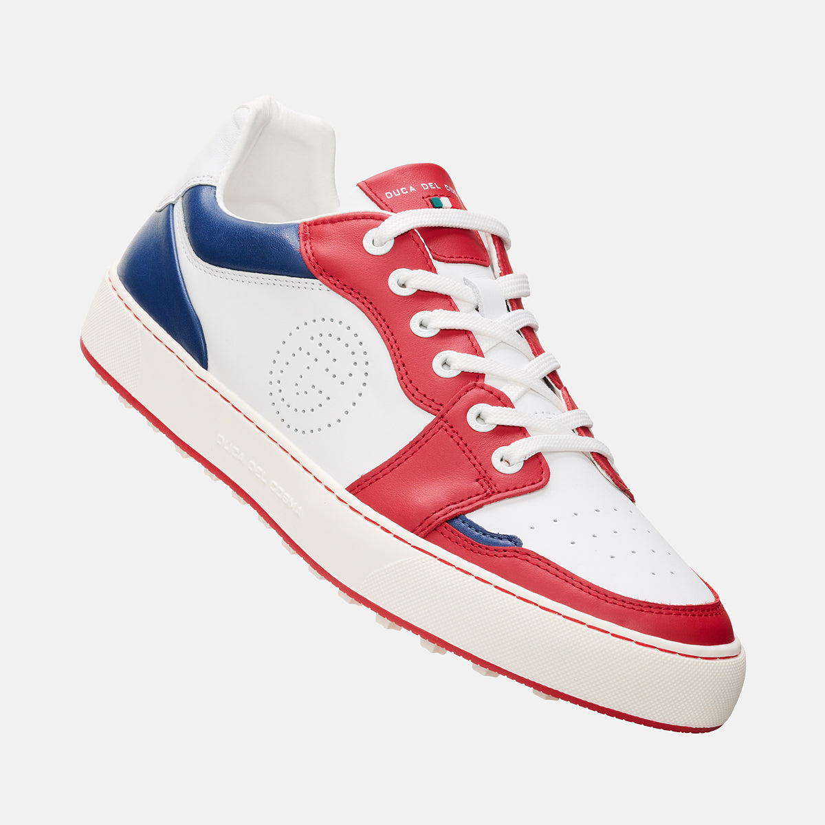 Duca Del Cosma Giordano Premium Spikeless Golf Shoes - White / Red / Navy - Handmade in 🇵🇹