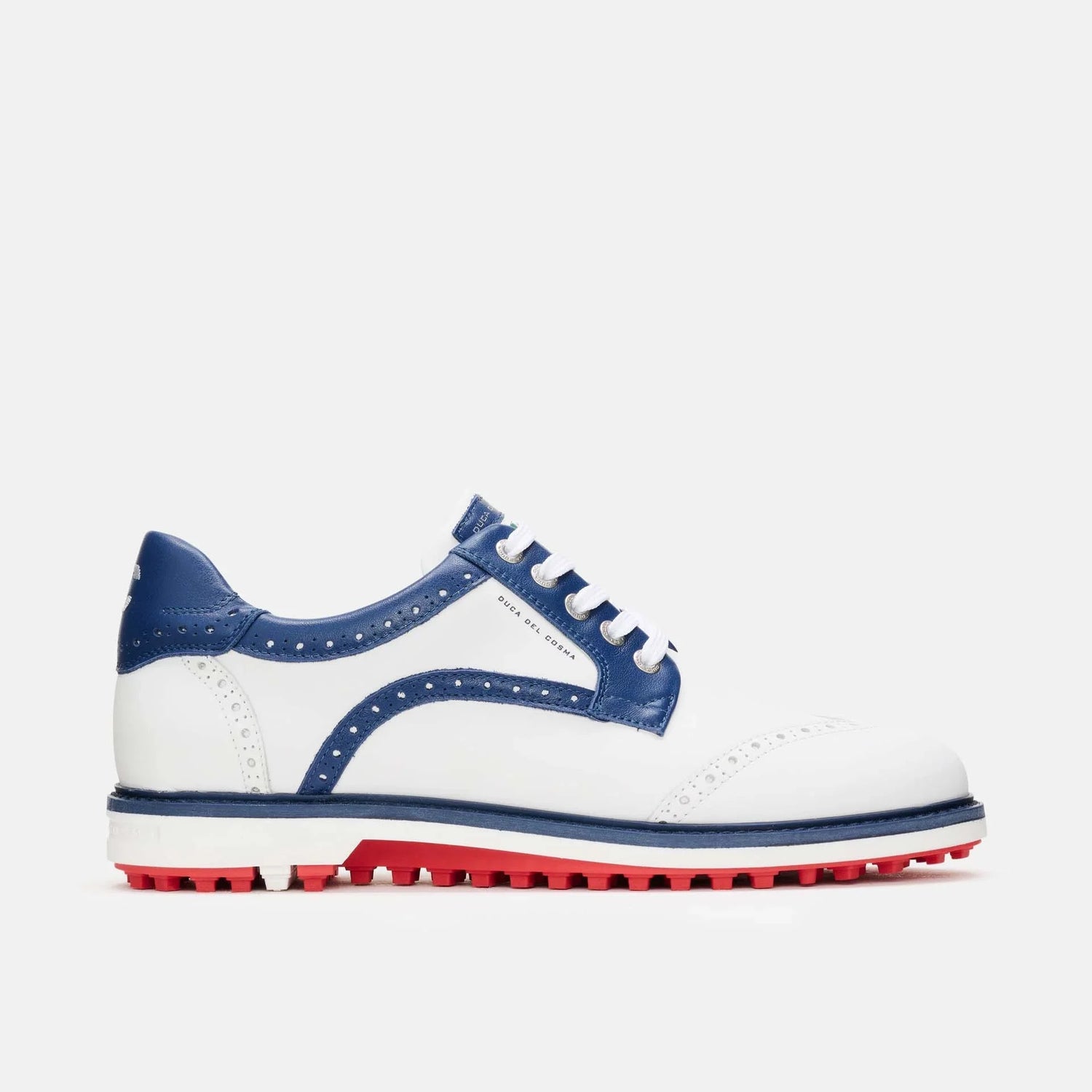 Duca Del Cosma Barasso Premium Spikeless Golf Shoes - White / Blue - Handmade in 🇵🇹