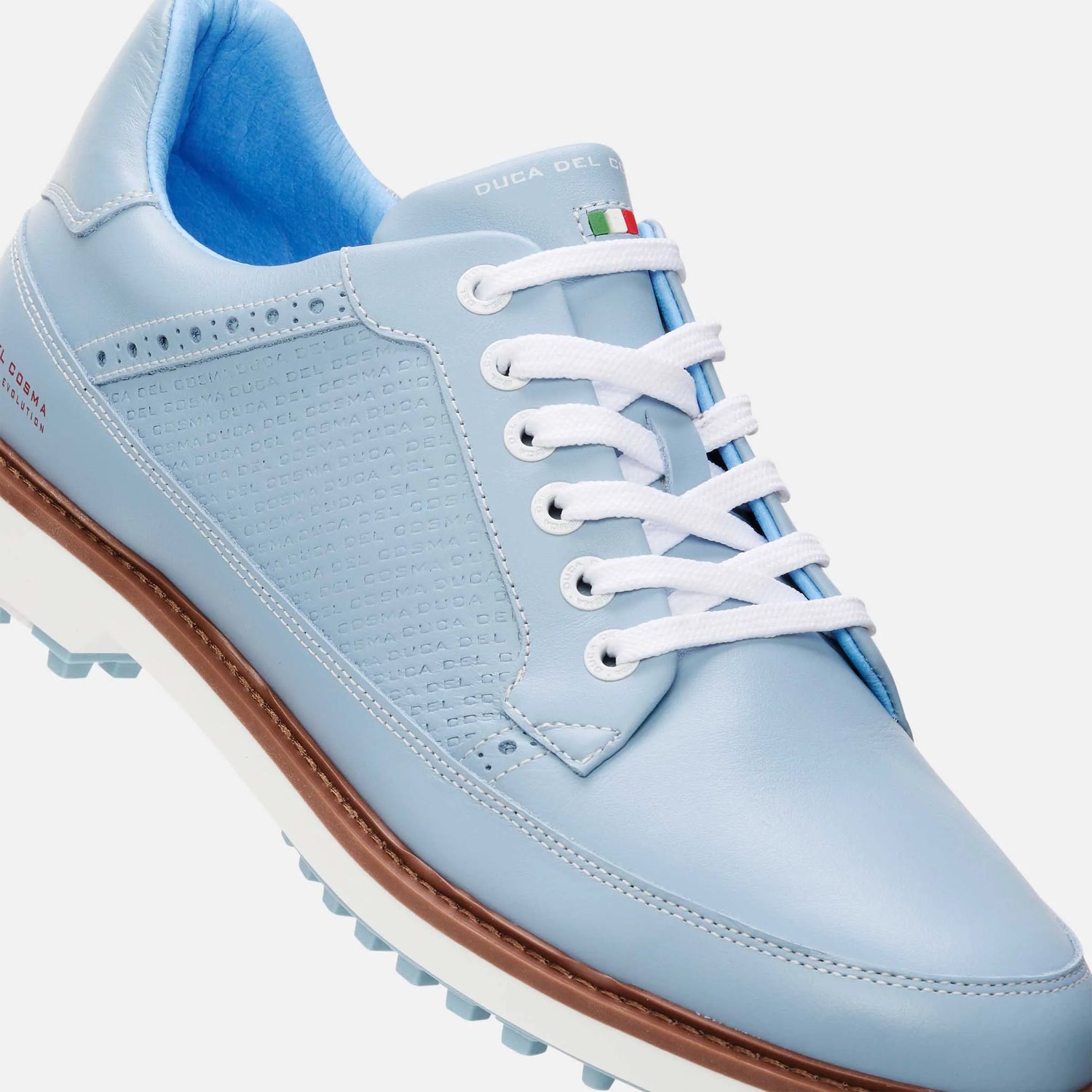 Duca Del Cosma Davinci Leggero Premium Spikeless Golf Shoes - Light Blue - Handmade in 🇵🇹