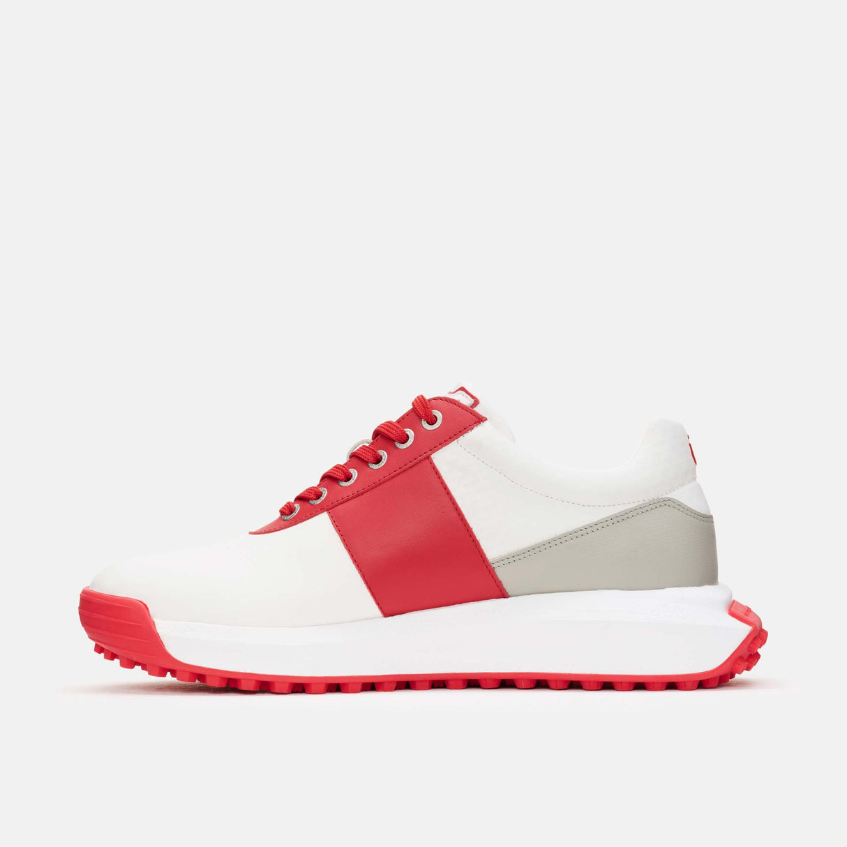 Duca Del Cosma Jubilee Premium Spikeless Golf Shoes - White / Red  - Handmade in 🇵🇹