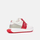 Duca Del Cosma Jubilee Premium Spikeless Golf Shoes - White / Red  - Handmade in 🇵🇹