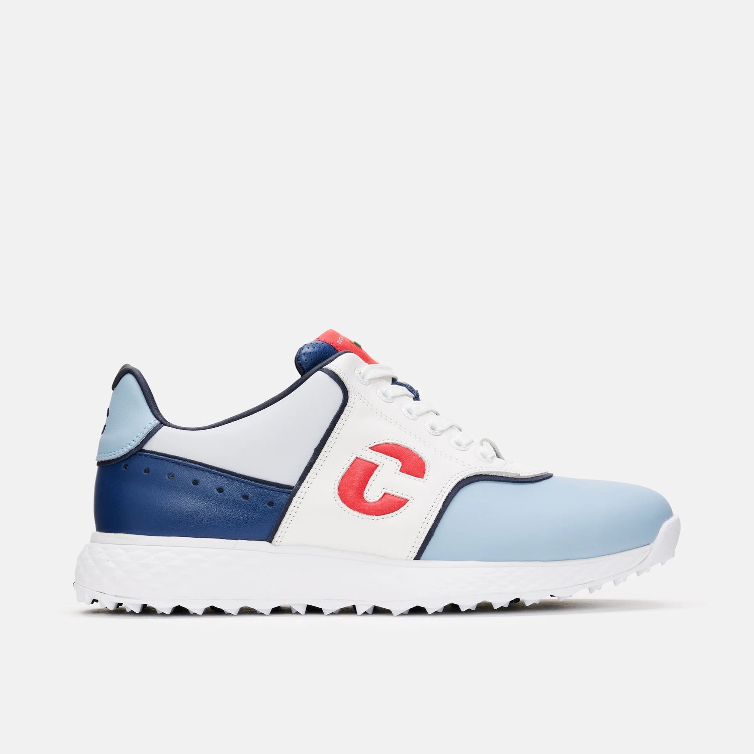Duca Del Cosma Positano Premium Spikeless Golf Shoes - White / Blue / Red - Handmade in 🇵🇹