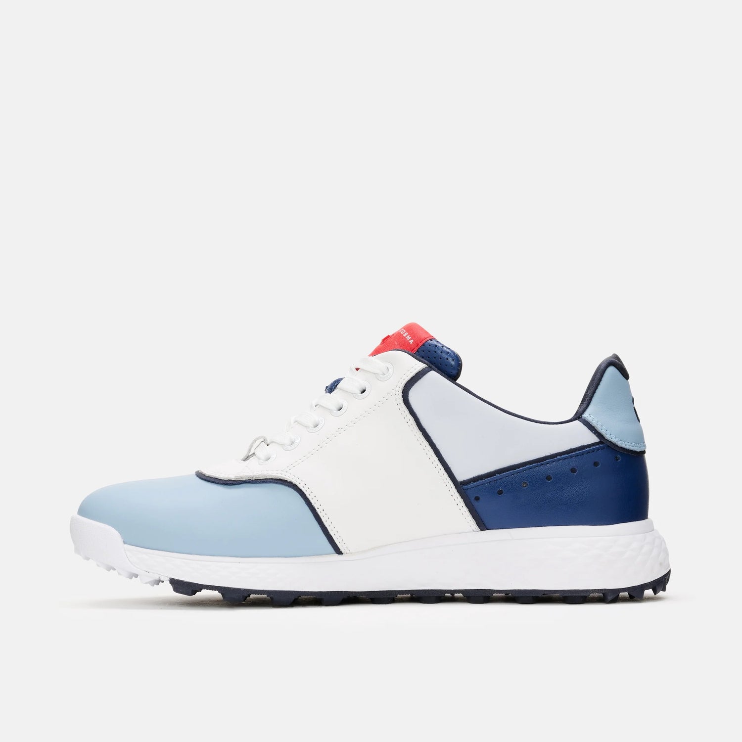 Duca Del Cosma Positano Premium Spikeless Golf Shoes - White / Blue / Red - Handmade in 🇵🇹