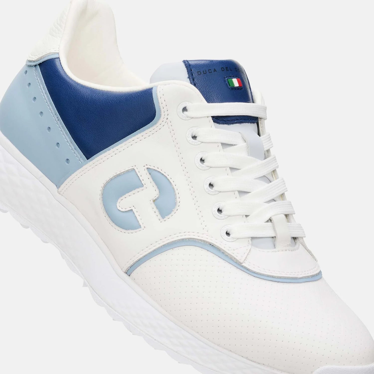 Duca Del Cosma Positano Premium Spikeless Golf Shoes - White / Blue - Handmade in 🇵🇹