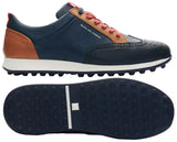 Duca Del Cosma Camelot Premium Spikeless Golf Shoes - Navy / Cognac / Red - Handmade in 🇵🇹