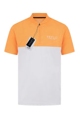 Reflo Tobol 1/4 Zip Blade Neck Golf Polo Shirt - Tangerine / White